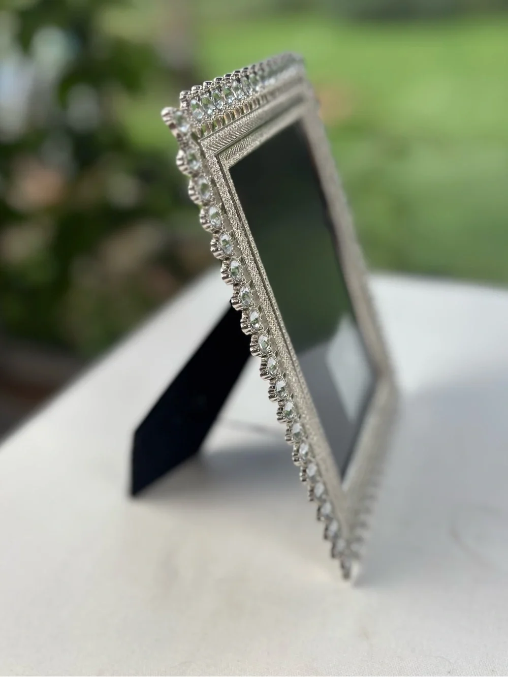 Concepts in Time Rhinestone Crystal Silver Photo Frame 5 x 7 Ornate Glam Decor